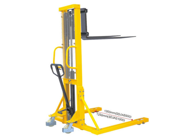 Adjustablemanual Hydraulic Pallet Stacker, Straddle Stacker Forklift Efisiensi Tinggi